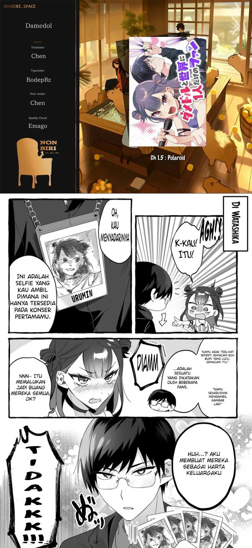 Damedol to Sekai ni Hitori Dake no Fan (Serialization): Chapter chapter-1.5 - Page 1