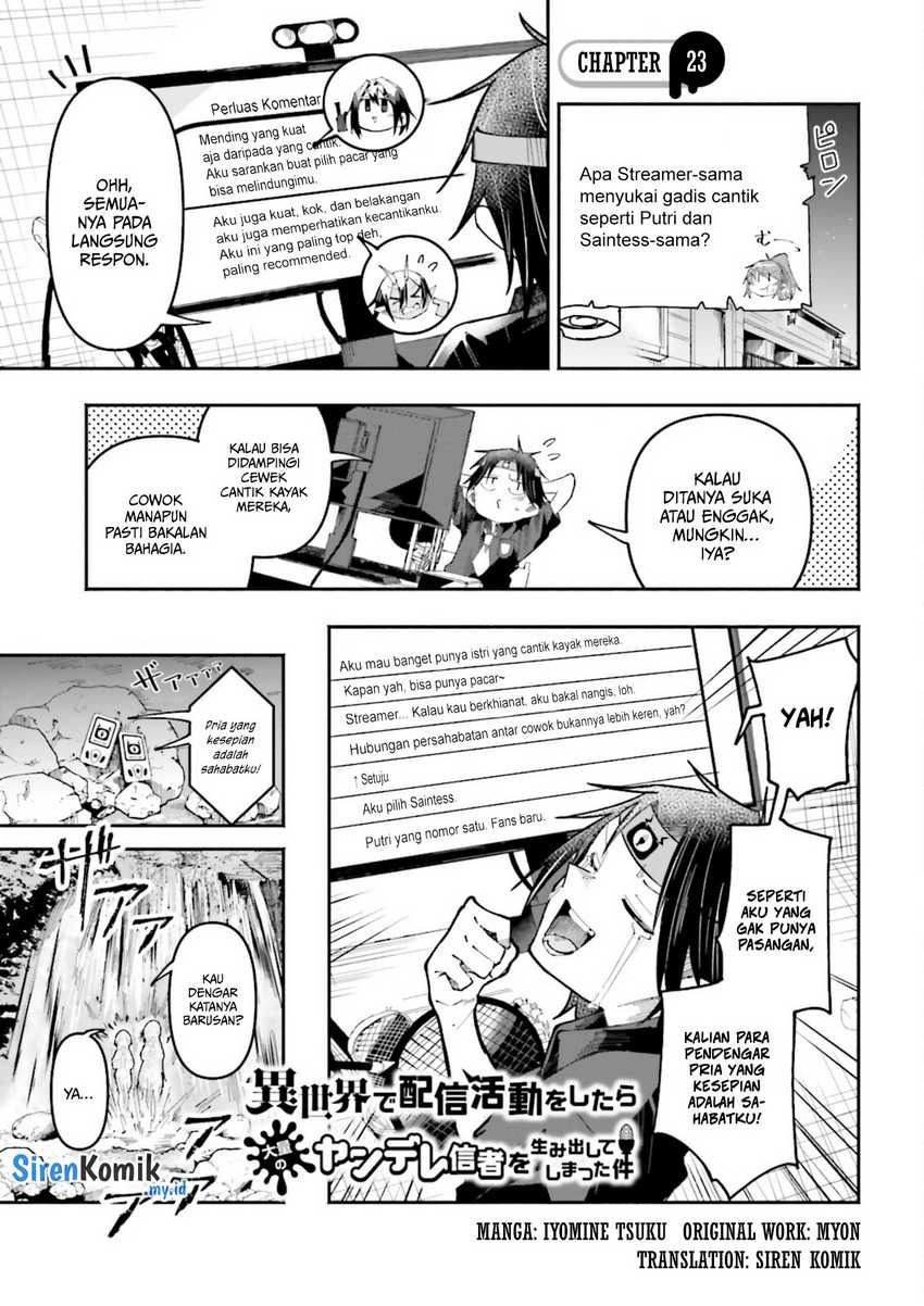 Isekai de Haishin Katsudou wo Shitara Tairyou no Yandere Shinja wo Umidashite Shimatta Ken: Chapter chapter-23 - Page 2