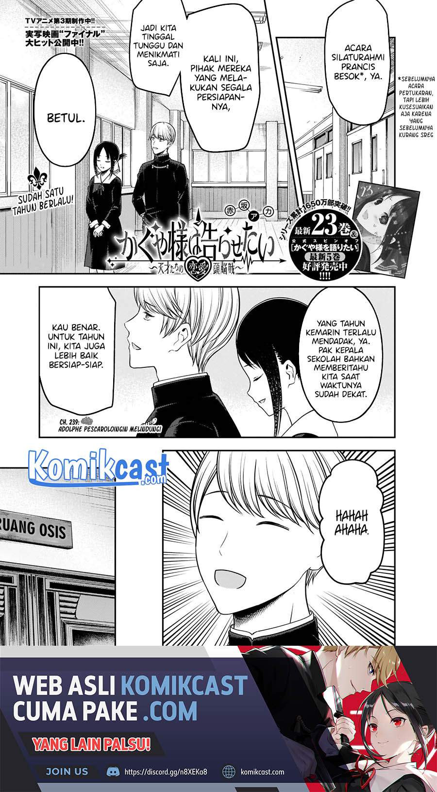 Kaguya-sama wa Kokurasetai – Tensai-tachi no Renai Zunousen: Chapter chapter-239 - Page 2