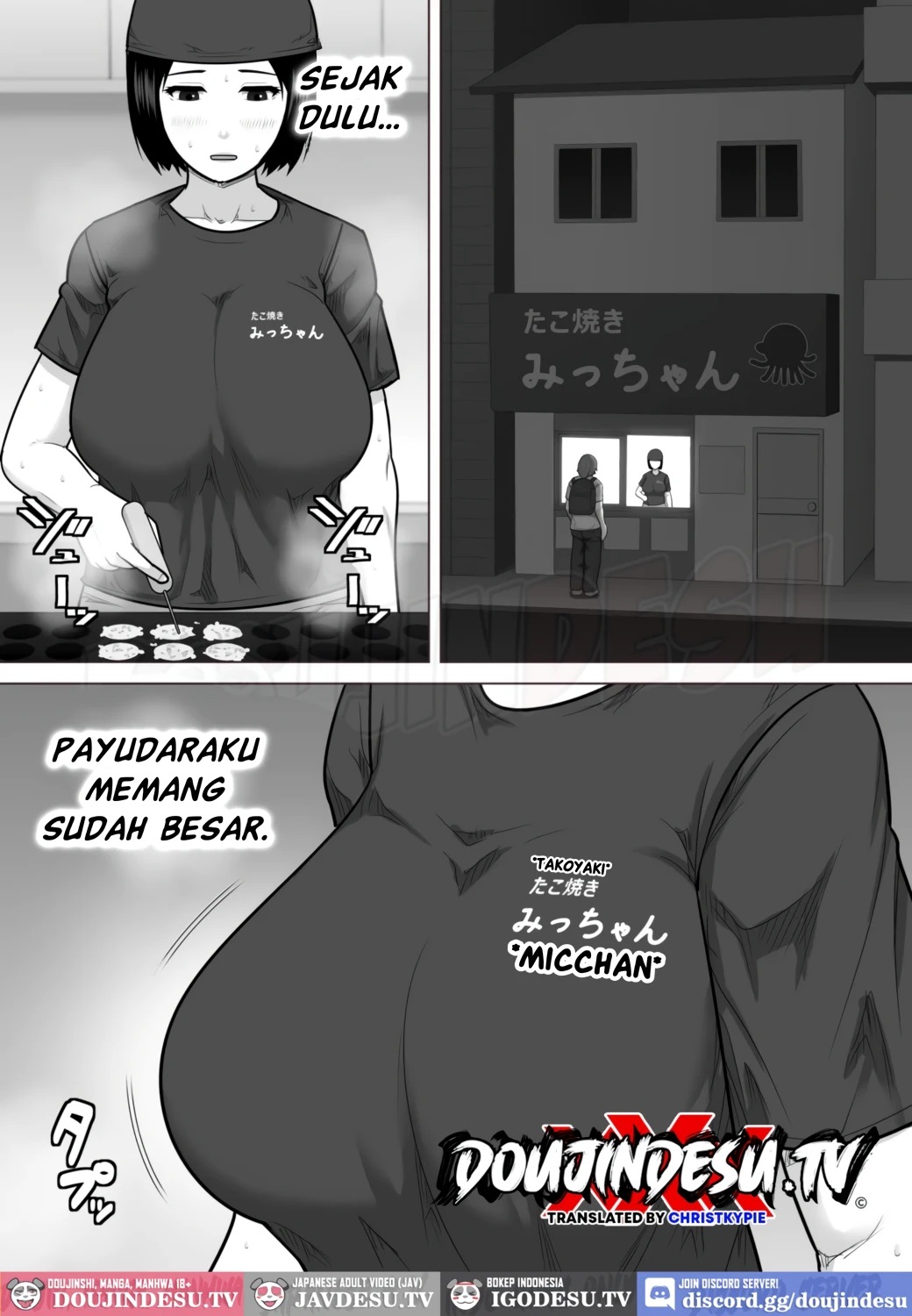 Takoyaki-ya no Oba-san (40-sai) ga Jourenkyaku no Danshi Gakusei ni Oppai (Tare-gimi) o Miseta Kekka: Chapter chapter-1 - Page 3
